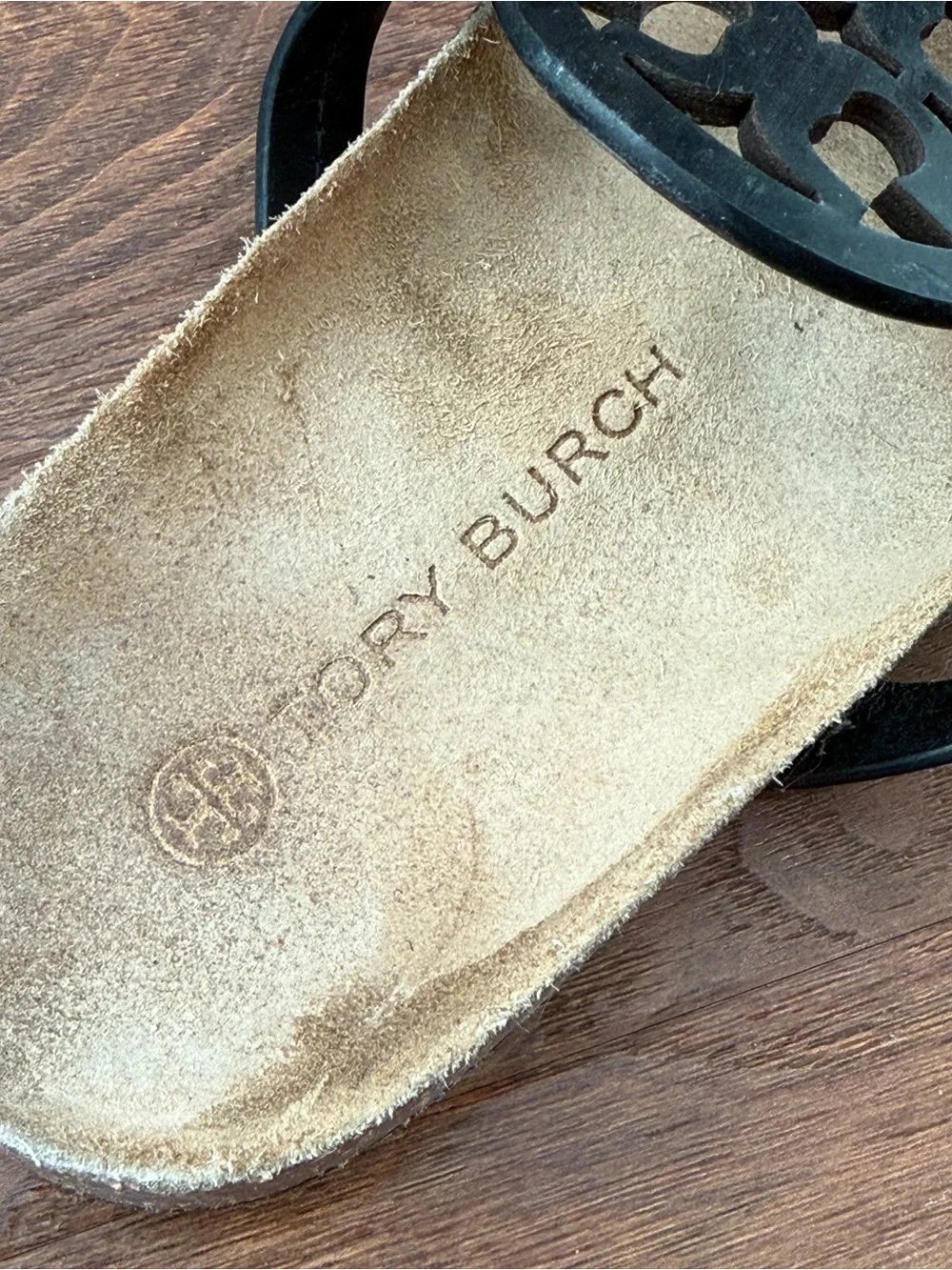 Tory Burch Miller Cloud Sandal Black Patent Leather Cork Footbed Size 6 M